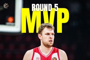 五轮两次当选轮次MVP!韦津科夫欧篮联轮次MVP总数升至历史第二!